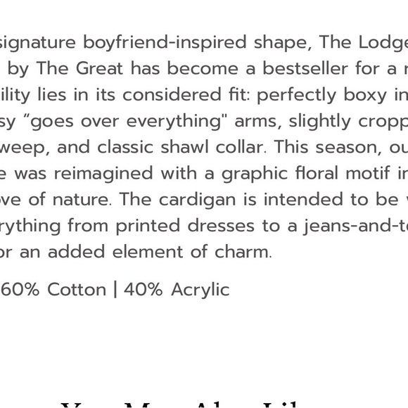 THE GREAT. The Garden Lodge Cotton Cream and Black Floral Cardigan - Picture 10 of 10